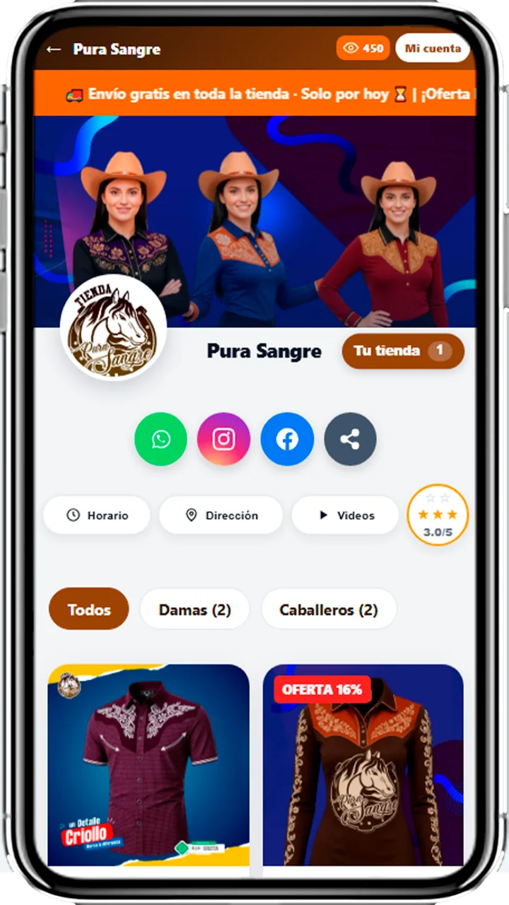 Tienda online de ejemplo creada con el generador de catálogo de AppImpulsa